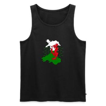 Drapeau du Pays de Galles Celtes Dragon Nation de Cardiff - Débardeur bio Premium Homme - noir - Devant - AI Model Male 178 light (178cm)