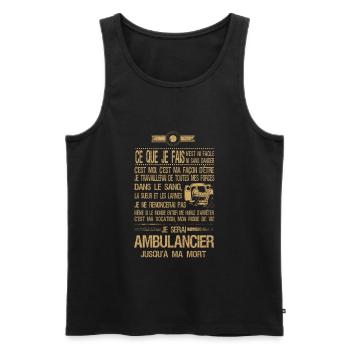 Tee Shirt Ambulancier - Débardeur bio Premium Homme - noir - Devant - Michal (187cm)