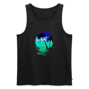 Plage plage natation vacances île palmes Hawaï - Débardeur bio Premium Homme - noir - Devant - Michal (187cm)