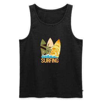 Surfers Surf Surfboard Surf Watersports Waves - Men's Premium Organic Tank Top - black - Front - Michal (187cm)