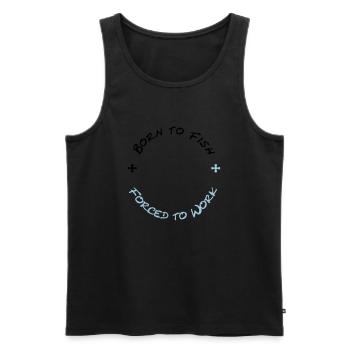Born to Fish - Forced to Work (2c) - Männer Premium Bio Tank Top - Schwarz - Vorne - AI Model Male 178 light (178cm)