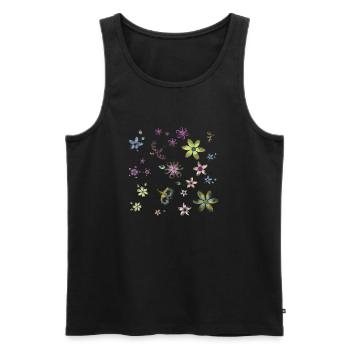 flowers and butterflies - Men's Premium Organic Tank Top - black - Front - AI Model Male 178 light (178cm)