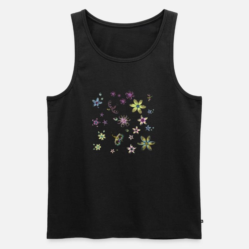 Blumen und Schmetterlinge - Männer Premium Bio Tank Top - Schwarz
