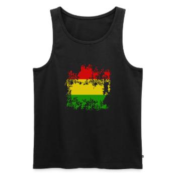 Drapeau Bolivie Rouge Jaune Vert Affligé - Débardeur bio Premium Homme - noir - Devant - AI Model Male 178 light (178cm)