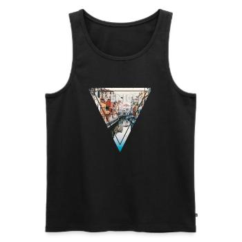 Venice - Männer Premium Bio Tank Top - Schwarz - Vorne - AI Model Male 178 light (178cm)