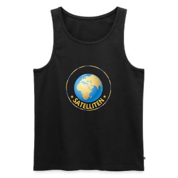Satellite, earth - Men's Premium Organic Tank Top - black - Front - AI Model Male 178 light (178cm)