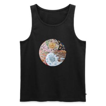 Yin et Yang des saisons - Débardeur bio Premium Homme - noir - Devant - AI Model Male 178 light (178cm)