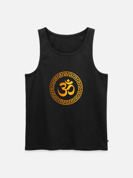 Gold OM, Om, Hindu Om, Om Symbol, Aum, OM - Men's Premium Organic Tank Top - black