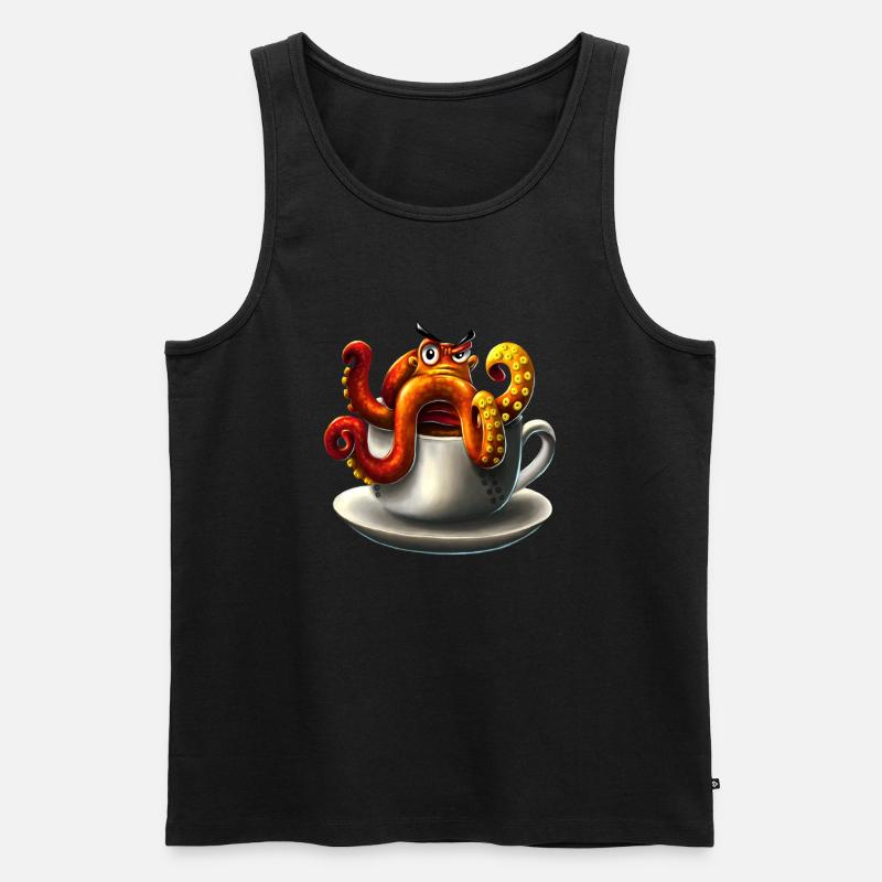Kaffee Oktopus - Männer Premium Bio Tank Top - Schwarz