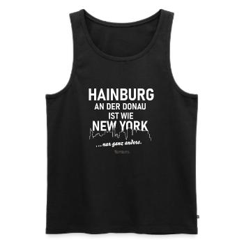 Hainburg an der Donau - Männer Premium Bio Tank Top - Schwarz - Vorne - Michal (187cm)
