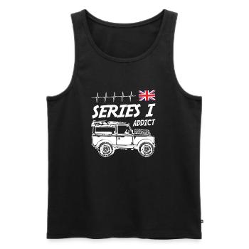Landy Rover Series I Addict - Men's Premium Organic Tank Top - black - Front - AI Model Male 178 light (178cm)