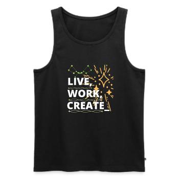 Like, Arbeit, Create - Männer Premium Bio Tank Top - Schwarz - Vorne - AI Model Male 178 light (178cm)
