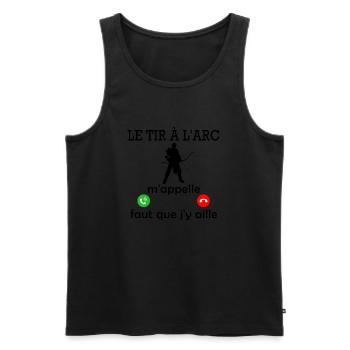le tir à l arc m appelle / Tir à l'arc - Débardeur bio Premium Homme - noir - Devant - AI Model Male 178 light (178cm)