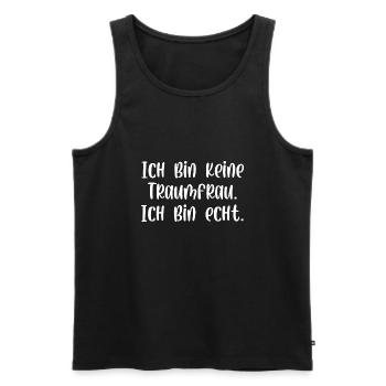 Ich bin keine Traumfrau ich bin echt - Männer Premium Bio Tank Top - Schwarz - Vorne - Michal (187cm)