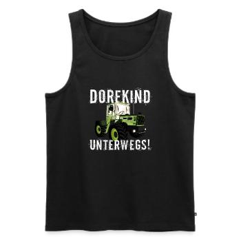 Dorfkind unterwegs - Unimog - MB Trac - Oldtimer - Männer Premium Bio Tank Top - Schwarz - Vorne - AI Model Male 178 light (178cm)