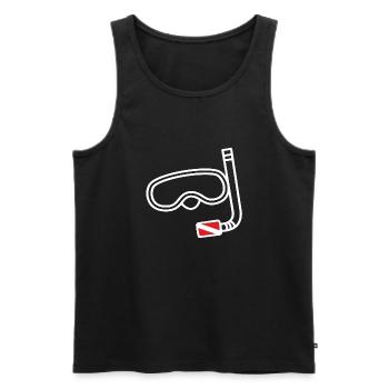 Scuba Diving Equipment and flagg - Men's Premium Organic Tank Top - black - Front - AI Model Male 178 light (178cm)