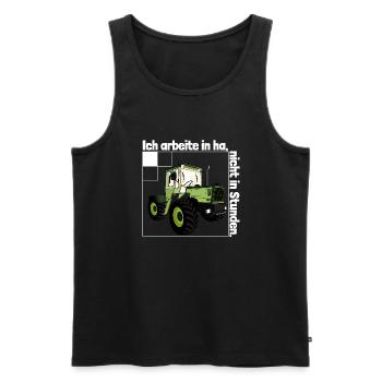 Ich arbeite in Hektar - Lohnarbeit Bauer MB Trac - Männer Premium Bio Tank Top - Schwarz - Vorne - AI Model Male 178 light (178cm)