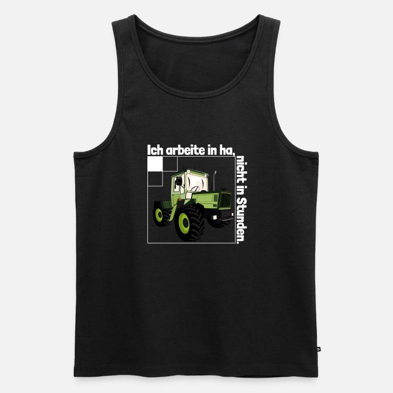 Ich arbeite in Hektar - Lohnarbeit Bauer MB Trac - Männer Premium Bio Tank Top - Schwarz