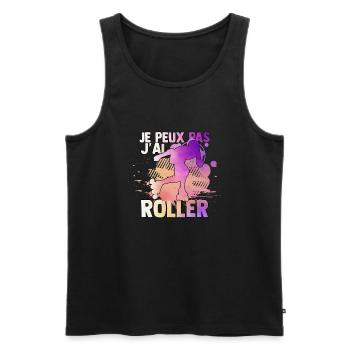 je peux pas j'ai roller idée cadeau roller drôles - Débardeur bio Premium Homme - noir - Devant - Michal (187cm)