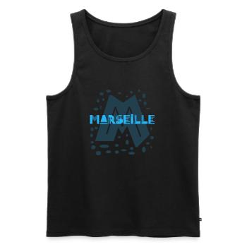 Marseille - Débardeur bio Premium Homme - noir - Devant - AI Model Male 178 light (178cm)