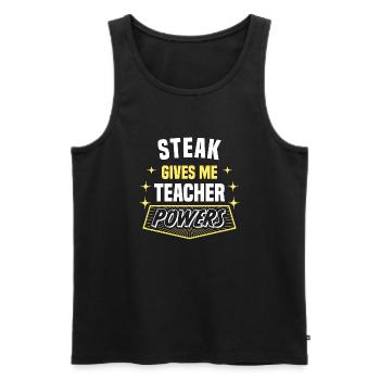 Steak Gives Me Teacher Powers Funny Professor - Men's Premium Organic Tank Top - black - Front - Michal (187cm)