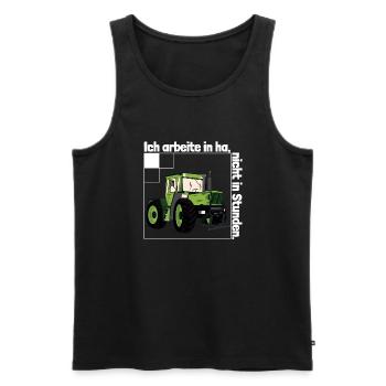 Ich arbeite in Hektar - Lohnarbeit Bauer MB Trac - Männer Premium Bio Tank Top - Schwarz - Vorne - AI Model Male 178 light (178cm)