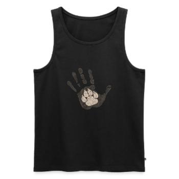 Hundepfote in Hand - Männer Premium Bio Tank Top - Schwarz - Vorne - Michal (187cm)