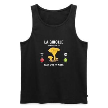 la girolle m'appelle faut que j'y aille Champignon - Débardeur bio Premium Homme - noir - Devant - Michal (187cm)