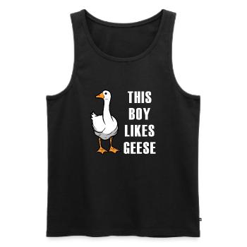 Life With Geese Nature Ironic Saying Goose - Men's Premium Organic Tank Top - black - Front - AI Model Male 178 light (178cm)