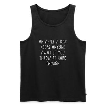 An apple a day keeps anyone away if you throw it - Men's Premium Organic Tank Top - black - Front - Michal (187cm)