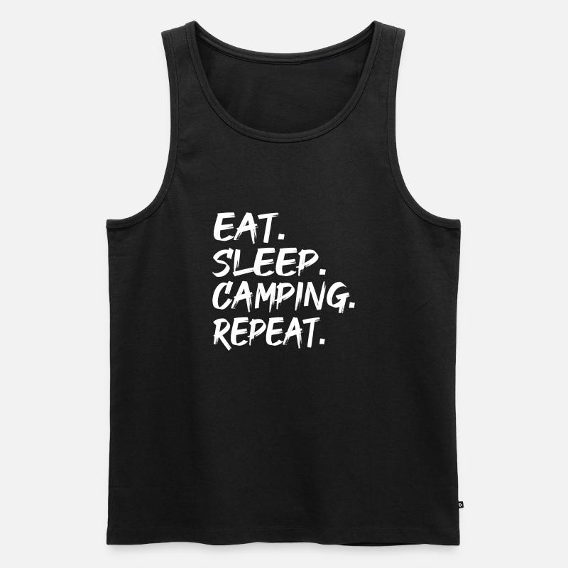 EAT SLEEP CAMPING REPEAT - Männer Premium Bio Tank Top - Schwarz