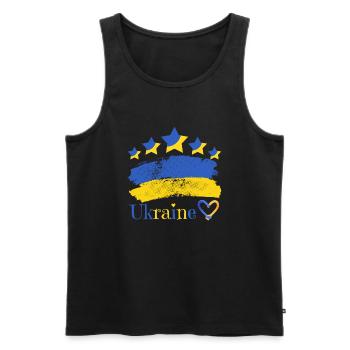 Ukraine - Débardeur bio Premium Homme - noir - Devant - Michal (187cm)