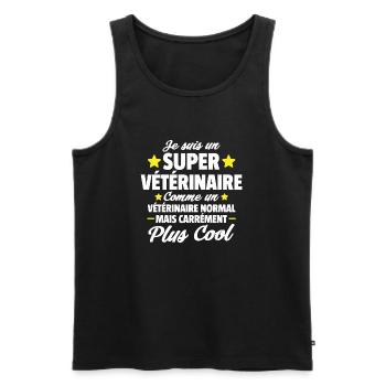 je suis un super vétérinaire / humour vétérinaire - Débardeur bio Premium Homme - noir - Devant - AI Model Male 178 light (178cm)