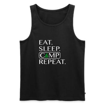 EAT SLEEP CAMP REPEAT - Männer Premium Bio Tank Top - Schwarz - Vorne - Michal (187cm)