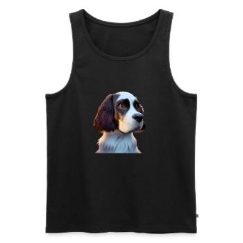 Chien d’épagneul Springer anglais - Débardeur bio Premium Homme - noir - Devant - AI Model Male 178 light (178cm)