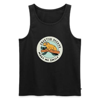 Crested Geckos Make Me Smile Cute Lizard Animal - Men's Premium Organic Tank Top - black - Front - Michal (187cm)