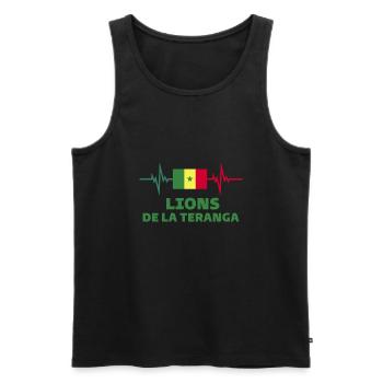 lion de teranga Football 2022 Sénégal - Débardeur bio Premium Homme - noir - Devant - AI Model Male 178 light (178cm)