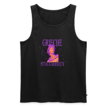 Grieche Fetalicherseits Streetwear style - Männer Premium Bio Tank Top - Schwarz - Vorne - AI Model Male 178 light (178cm)