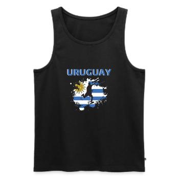 Uruguayischer Fußballfan 2022 - Männer Premium Bio Tank Top - Schwarz - Vorne - AI Model Male 178 light (178cm)