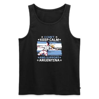 stay calm and support Argentina - Men's Premium Organic Tank Top - black - Front - Michal (187cm)