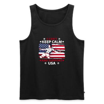 rester calme et soutenir les États-Unis - Débardeur bio Premium Homme - noir - Devant - Michal (187cm)