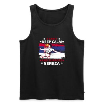 Bleib ruhig und unterstütze Serbien - Männer Premium Bio Tank Top - Schwarz - Vorne - AI Model Male 178 light (178cm)
