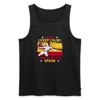 rester calme et soutenir l'Espagne - Débardeur bio Premium Homme - noir - Devant - AI Model Male 178 light (178cm)