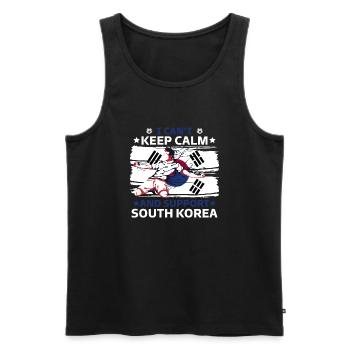 Staying calm and supporting South Korea - Men's Premium Organic Tank Top - black - Front - Michal (187cm)