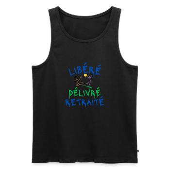 libéré délivré retraité - t-shirt humour retraite - Débardeur bio Premium Homme - noir - Devant - Michal (187cm)