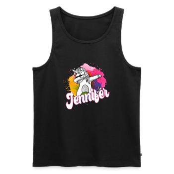 JENNIFER - Schöner Name mit dabbing Einhorn - Männer Premium Bio Tank Top - Schwarz - Vorne - Michal (187cm)