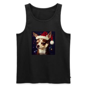 Chihuahua Noël - Débardeur bio Premium Homme - noir - Devant - Michal (187cm)