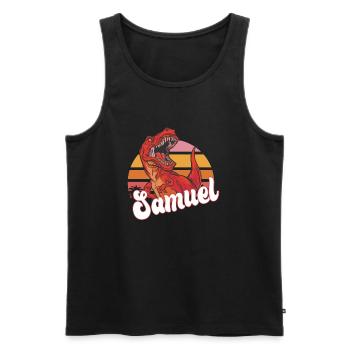 SAMUEL - Beautiful boy name with T-REX Dino - Men's Premium Organic Tank Top - black - Front - Michal (187cm)
