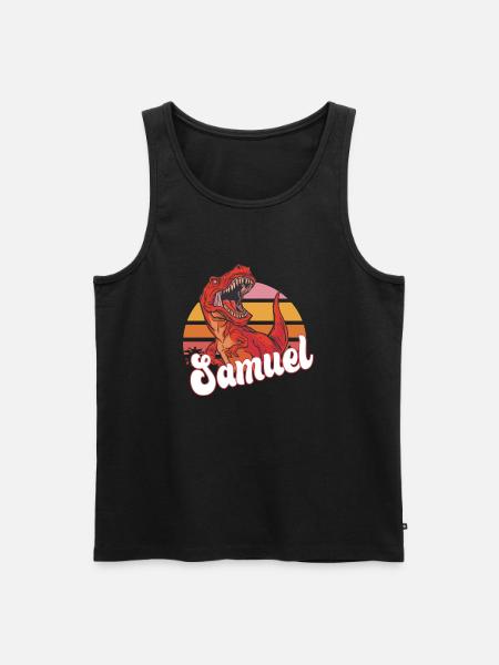 SAMUEL - Beautiful boy name with T-REX Dino - Men's Premium Organic Tank Top - black