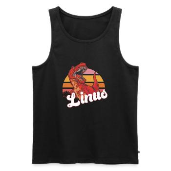 LINUS - Beautiful boy name with T-REX Dino - Men's Premium Organic Tank Top - black - Front - AI Model Male 178 light (178cm)